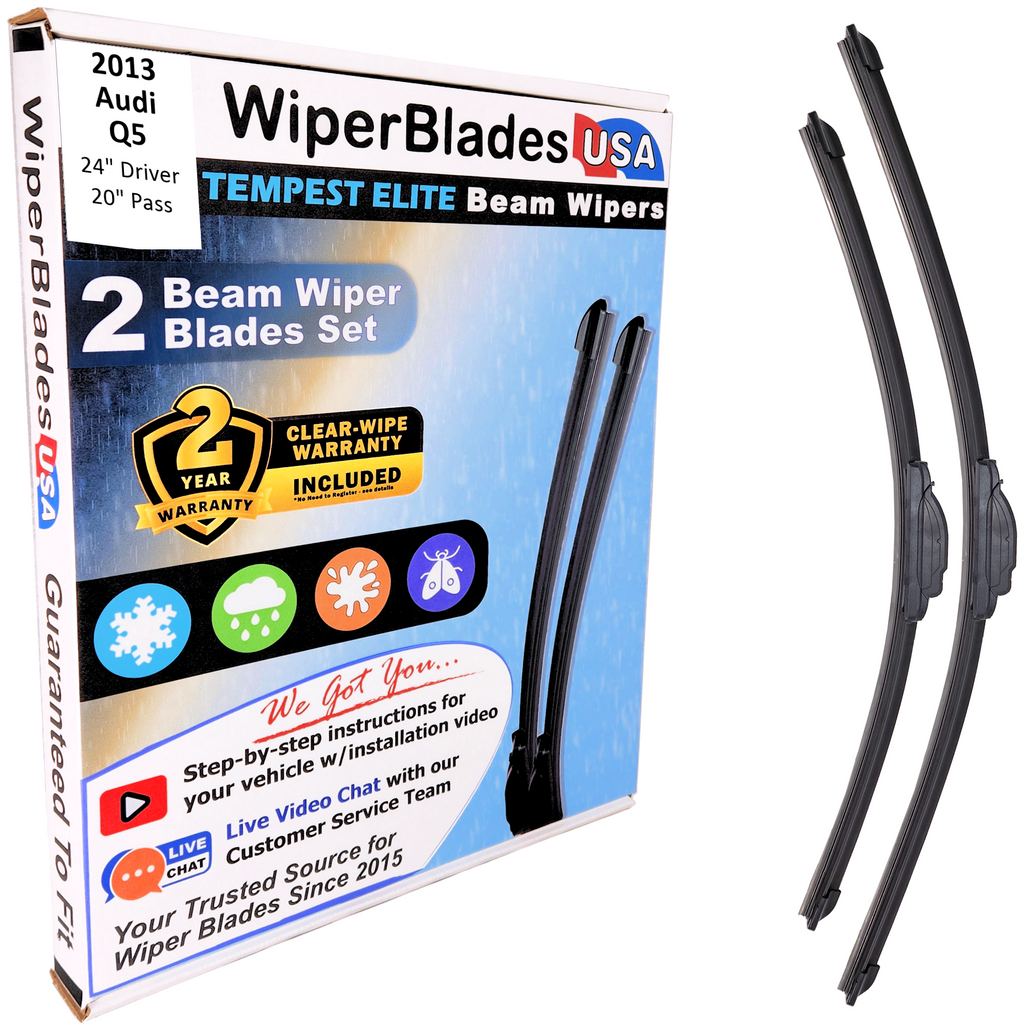 2013 Audi Q5 Wiper Blades Set w/2yr Warranty (Set of 2) Tempest Elite Wipers