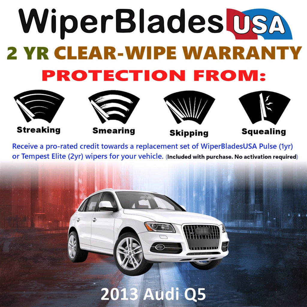 2013 Audi Q5 Wiper Blades Set w/2yr Warranty (Set of 2) Tempest Elite Wipers