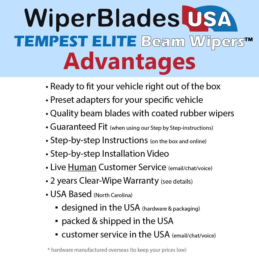 2013 Audi Q5 Wiper Blades Set w/2yr Warranty (Set of 2) Tempest Elite Wipers